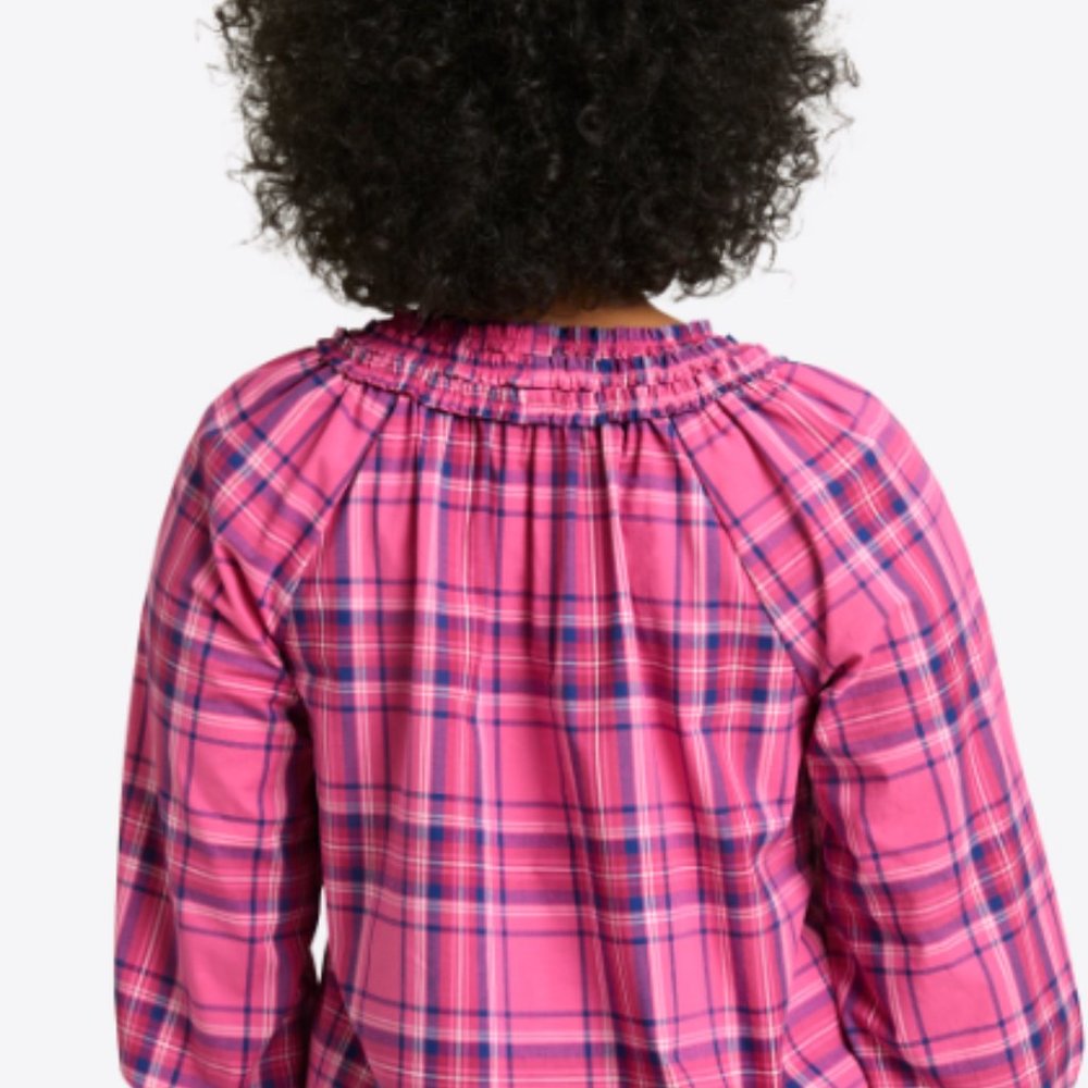 Draper James Aubrie Top in Pink Angie Plaid- XS- New with Tags - Picture 3 of 3